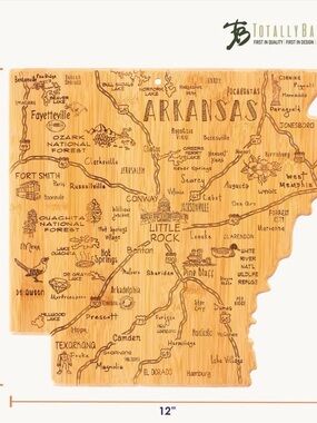 Arkansas Bamboo State Map Cutting Board - Natural